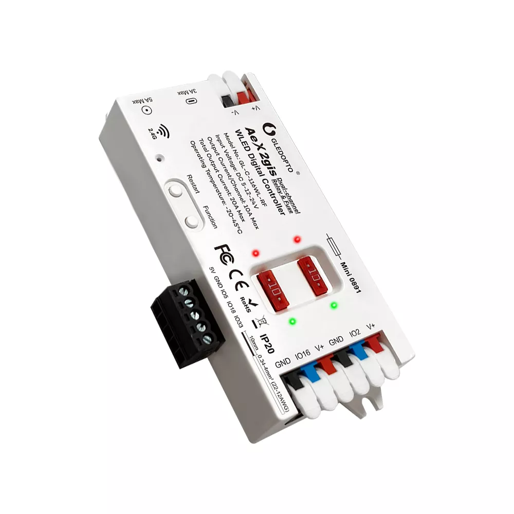(GL-C-116WL-RF)AeX2gis Dual-channel Relay&Fuse WLED Controller